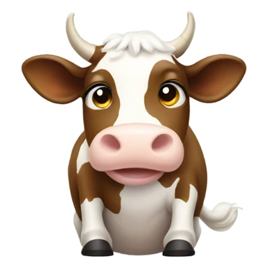 Cow sitting down waving hello sticker