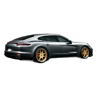 Lava grey Porsche Panamera with gold HRE21 gold wheels sticker