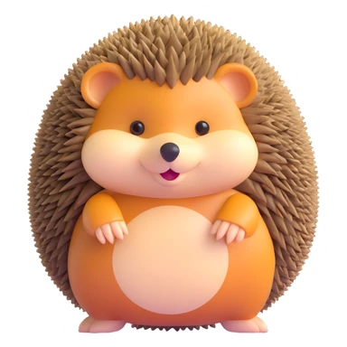 small cute hedgehog with round body, brown spines, pointed nose and tiny legs sticker