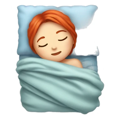 Girl with red hair sleeping in blanket sticker