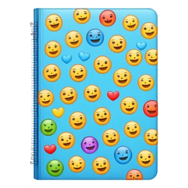 A textbook with emoji words on the cover sticker