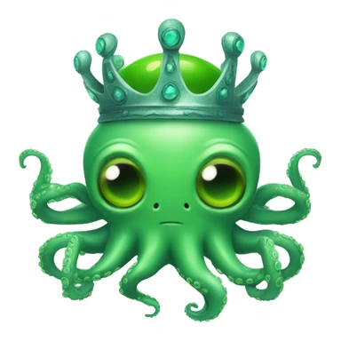 green Alien Octopus with crown sticker