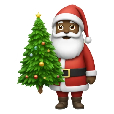 santa claus with a christmas tree sticker