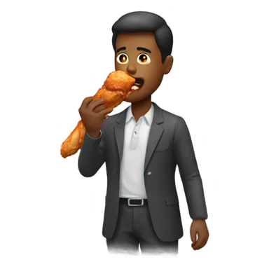 man eating chicken leg sticker