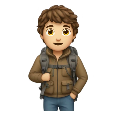 Brown hair boy hiker sticker