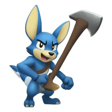 Looney lucario with a hand axe sticker