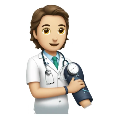 doctor measuring patient's blood pressure sticker