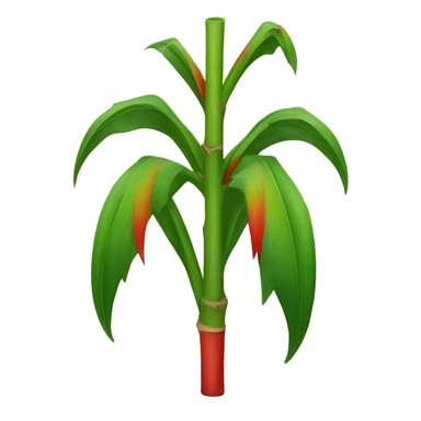 sugarcane plant with red and green sticker