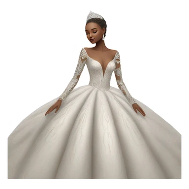 Hyper Realistic ornate ballgown long sleeve Wedding dress with diamanté  sticker