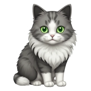 full body half dark grey and half white cat with white front legs sticker