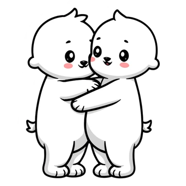 Two cute characters hugging each other sticker
