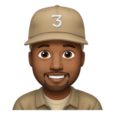 Kanye West emoji smiling wearing a cap sticker