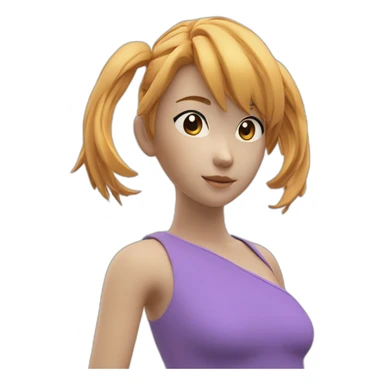 Beautiful anime girl body, modeled and rendered in Cinema4D, with Face, Body and Hair Details enhanced for a more realistic look. sticker