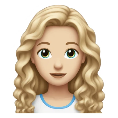 White girl with light brown wavy long hair and blue eyes sticker