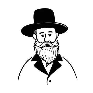 hand-drawn doodle of a Jewish rabbi with beard and hat, simple lines sticker