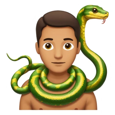 man with snake on shoulders sticker