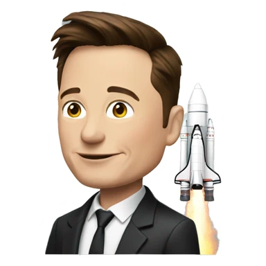Elon Musk holding a ios rocket emoji sticker