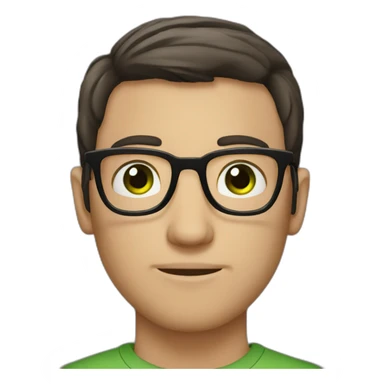 a guy with dark hair, green eyes and glasses thought sticker