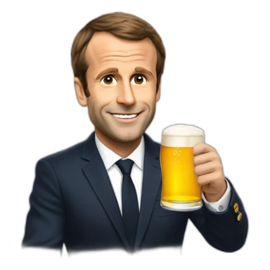 Macron avec une biere sticker