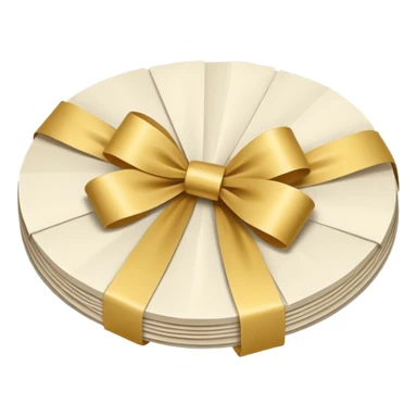 folded papers in round with a gold ribbon sticker