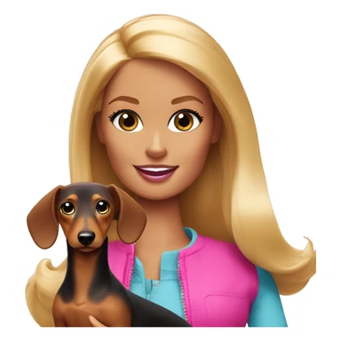 Barbie with blonde Dachshund  sticker