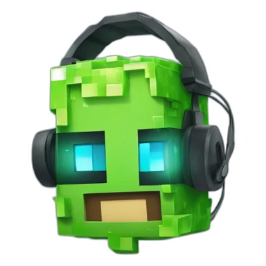 Minecraft Slime wearing a headset sticker