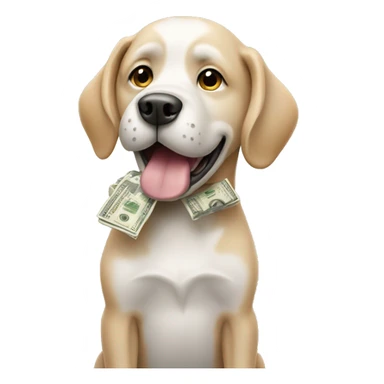 Dog with cash sticker