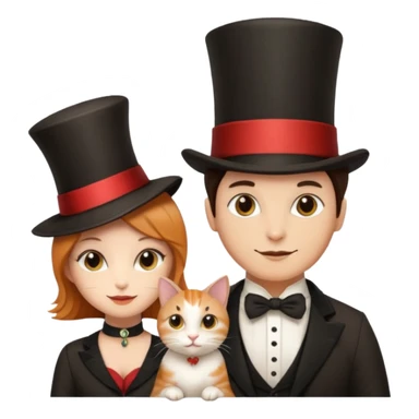magician couple and their pet cat sticker