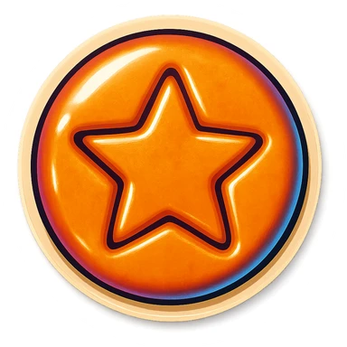 dalgona candy with star shape, inspired by Squid Game, retro stickers style sticker