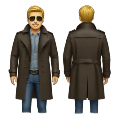 leather trench coat man sticker