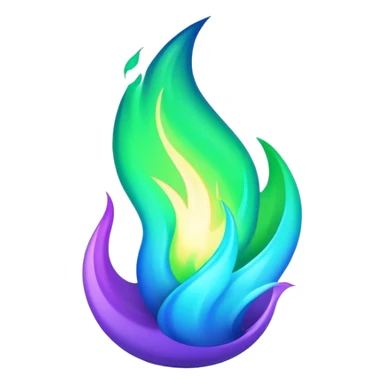 Shiny epic green blue and purple flame sticker