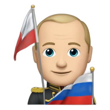 Putin holds the flag of "free Russia" sticker