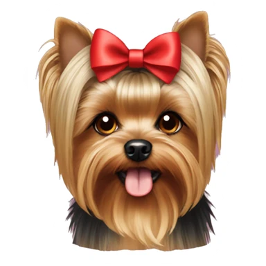 Yorkie face with a red bow on her hair on top of head sticker