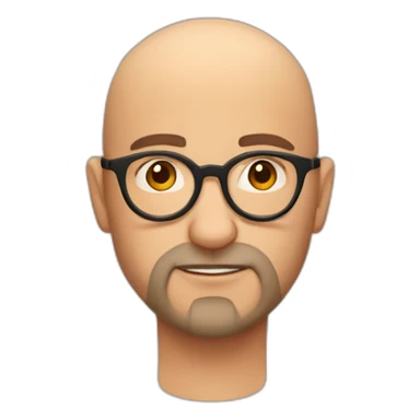 bald headed spanish guy chubby face beard and rimless round glasses like harry potter sticker