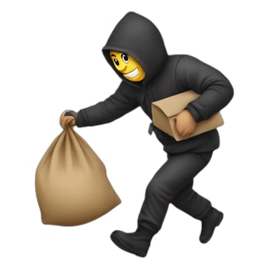 The thief who escaped with a sack of money on his back sticker