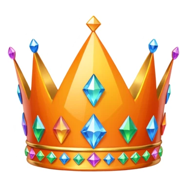 orange prismatic 3d crown with rainbow gems sticker