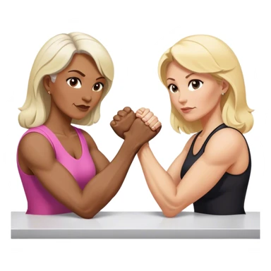 Two ladies in their fifties one blond and one brunette and they are arm wrestling  sticker