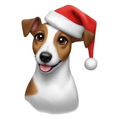 jack russell in a christmas hat sticker