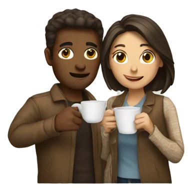 Man and woman drinking coffee  sticker