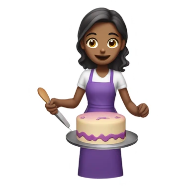 Girl in purple baking cake sticker
