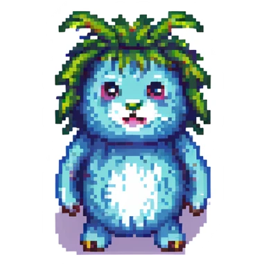 whimsical hairy creature, suggestive but not explicit, playful and fun, pixel art style sticker