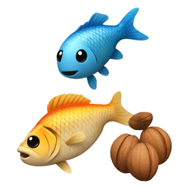 create emoji combining a nut and a fish sticker