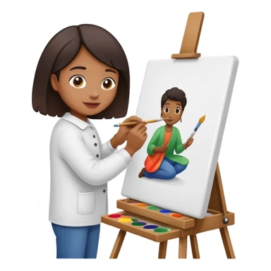 person painting a picture on an easel sticker