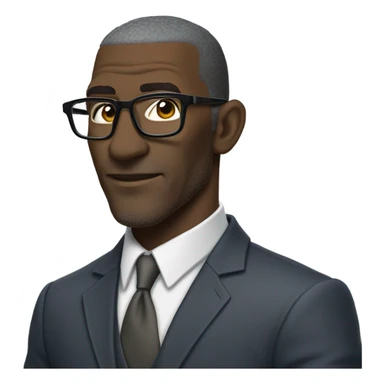 Shannon sharp with suit and glasses and buzz cut and small eyes over 50 small gray beard sticker