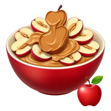 apple pieces in bowl with peanutbutter sticker