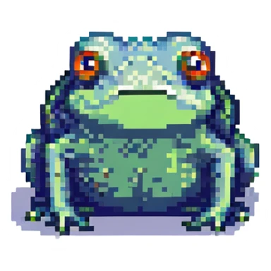 a sad frog pixel art sticker