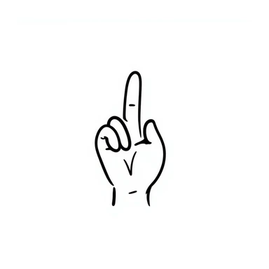 a single finger, hand-drawn doodle style, black ink lines, simple sticker
