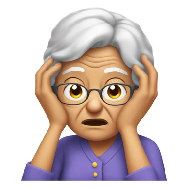 angry grandma cover her ears with her hand sticker