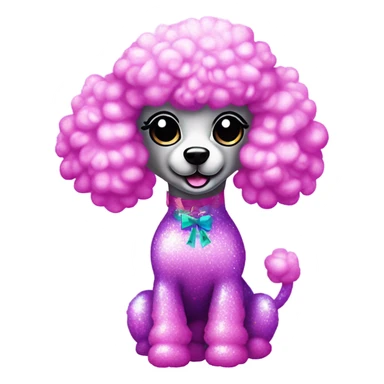 Lisa frank glitter poodle with bows on ears sticker