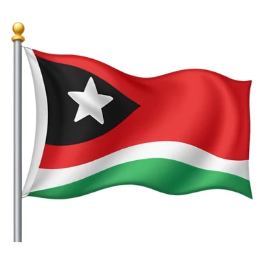 A horizontal tricolour flag of red, white, and black; charged with two green stars at the centre. sticker